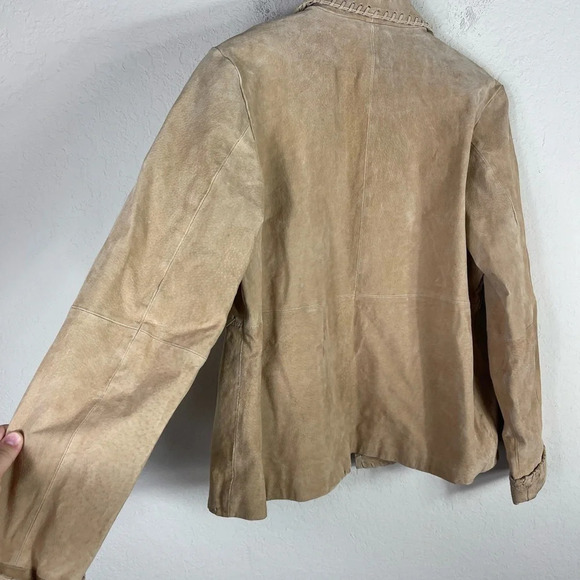 Selene Sport Y2K Suede Leather Braided Button Down Jacket - Picture 11 of 12